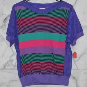TRUE VINTAGE BOLD STRIPE BREATHABLE TOP 80s 90s